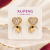 31081 Aretes dorados con diseño hexagonal y piedra central ovalada
