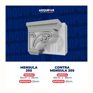 Ménsula Decorativa con Detalles Ornamentales en Gris Claro