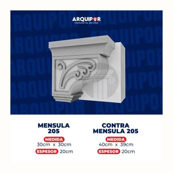 Vista optimizada ROUSS Ménsula Decorativa con Detalles Ornamentales en Gris Claro