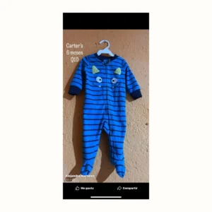 Enterizo azul a rayas con diseño de monstruo para bebé