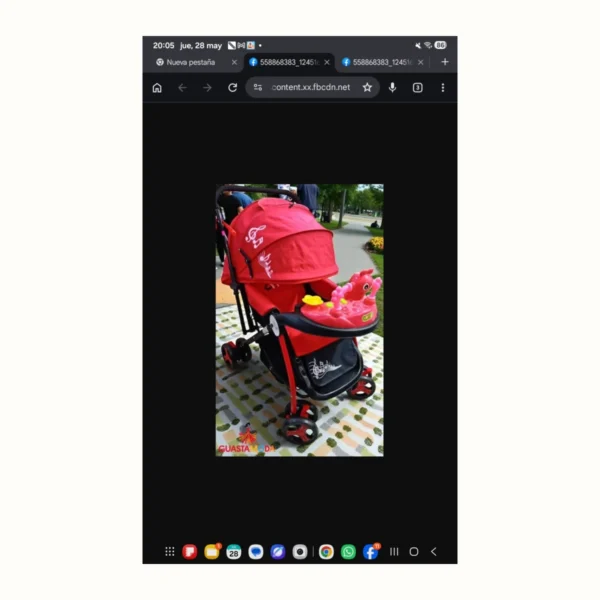 Vista optimizada ROUSS Cochecito rojo para bebé con bandeja de juegos